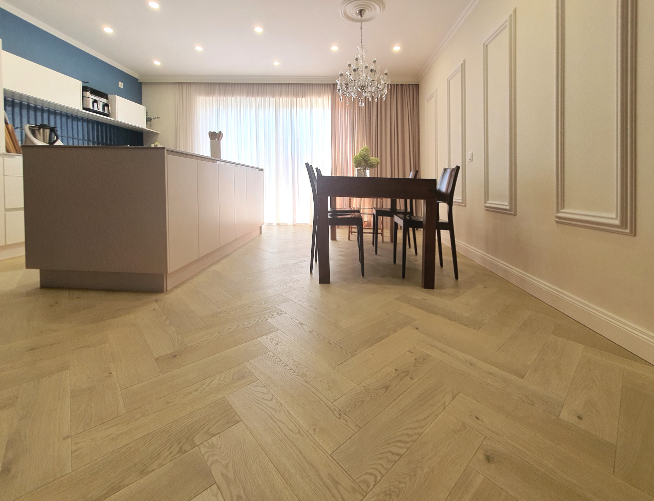 Fischgrät Eiche Clear White Helles Fischgrätparkett, Herringbone