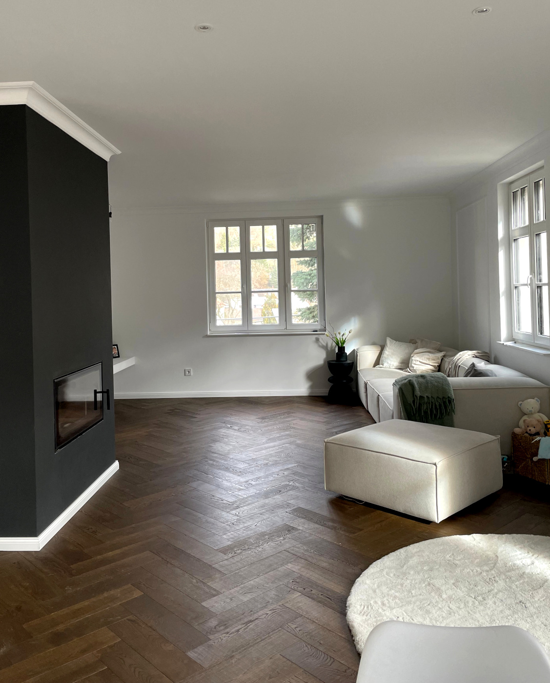 Fischgrät Eiche Chestnut - Sägerau Dunkelbraunes Fischgrätparkett