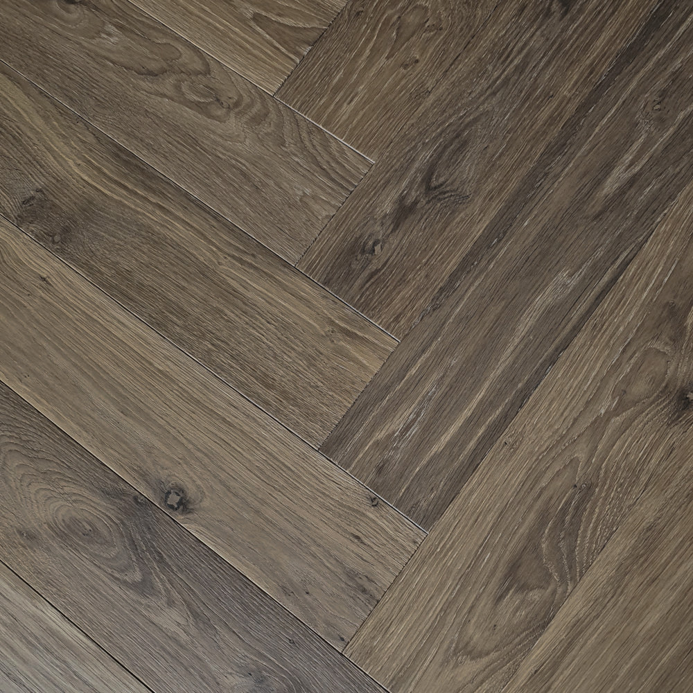 Fischgrät Eiche Desert Grey (geräuchert) Räuchereiche, graubraunes Parkett