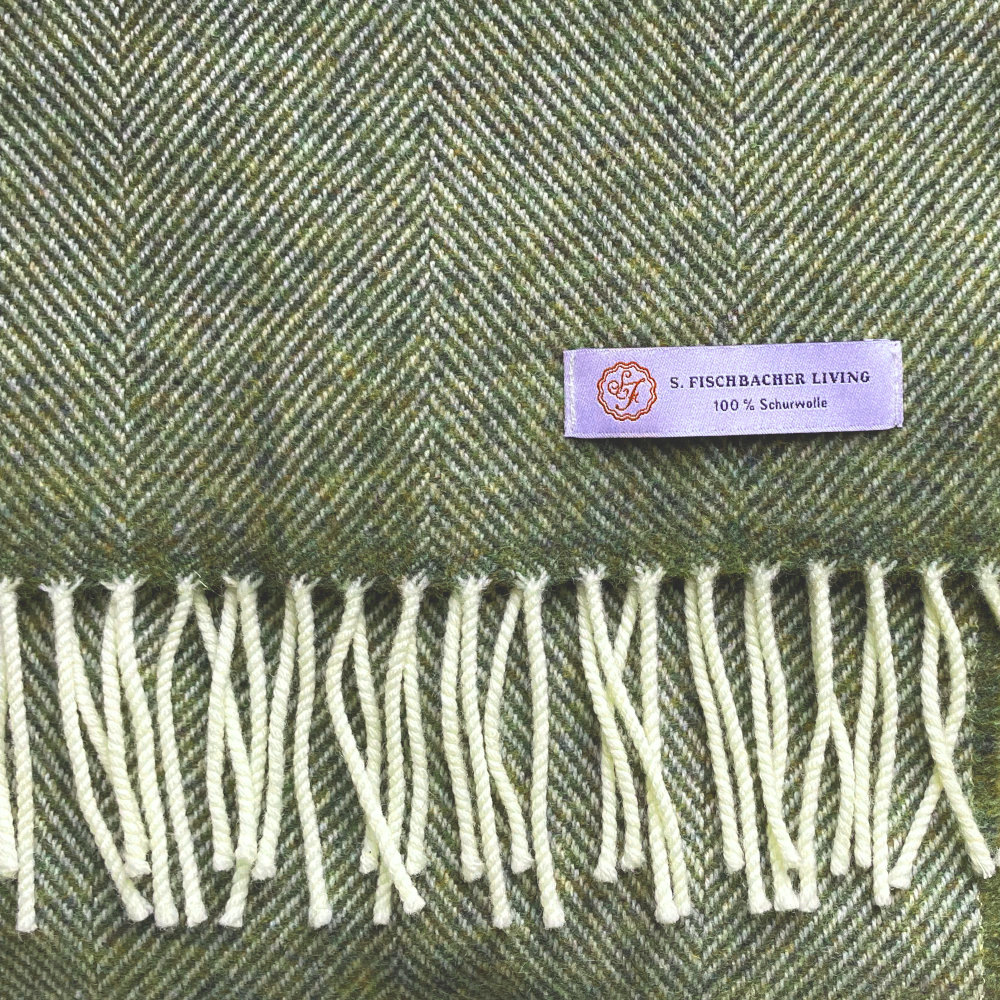 Wollschal Merinowolle Landscape Green Grüner Schal, Lambswool