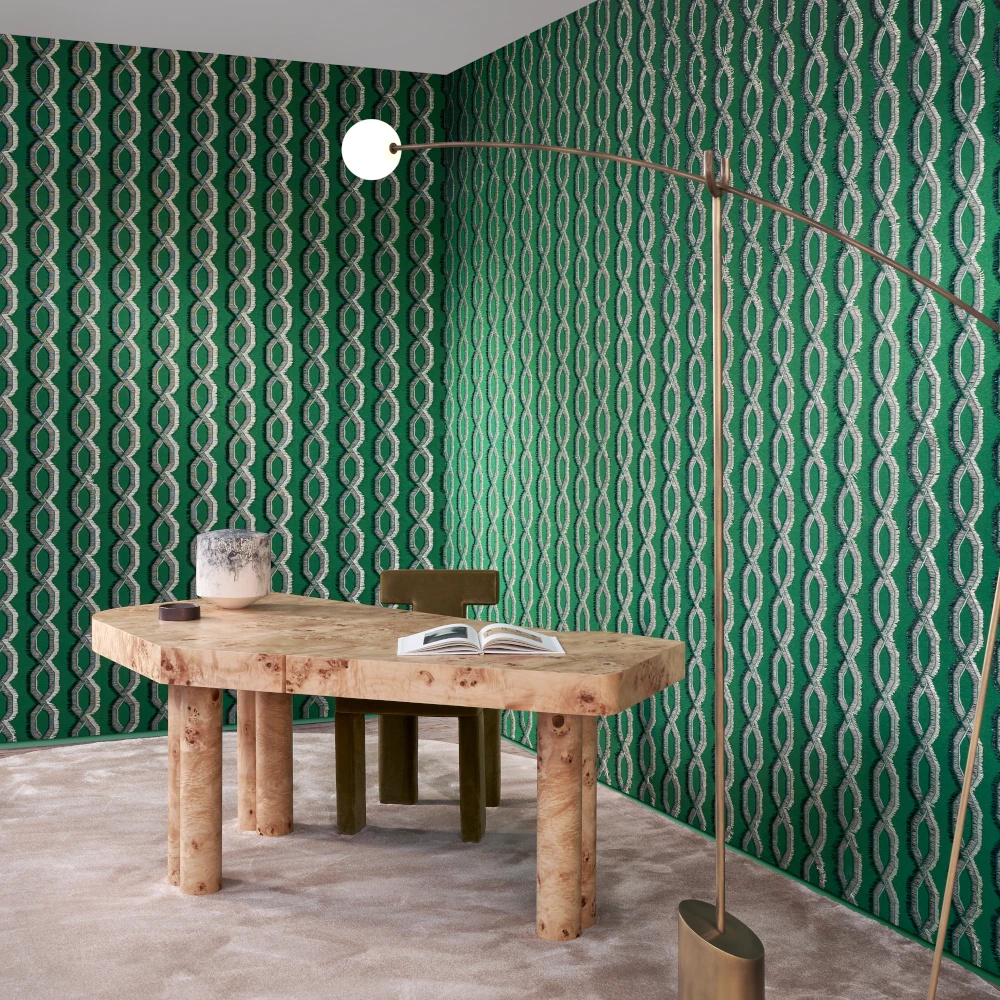 Franges Parakeet - Le Couturier Grüne Tapete vor Tisch