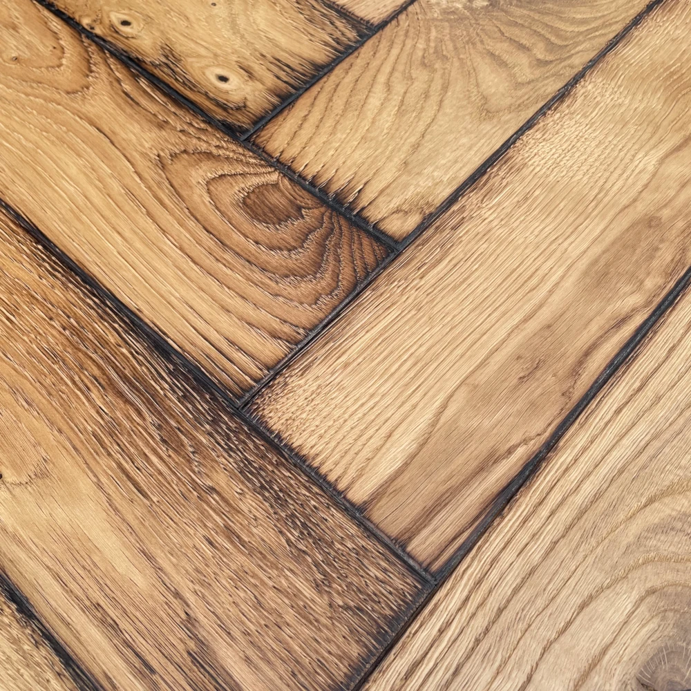 Eiche Old Tullan, gebrannte Kanten Klassisches Fischgrät Eiche gebrannte Kanten