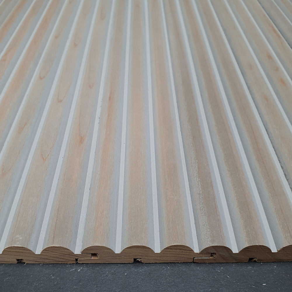 Wandpaneel Massivholz Wave, Farbton Moon Wandverkleidung Holz Grau Wellenmuster