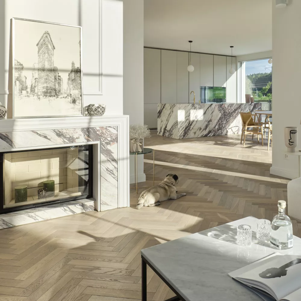 Klassisches Fischgrätparkett, Antikparkett, Wohnraum