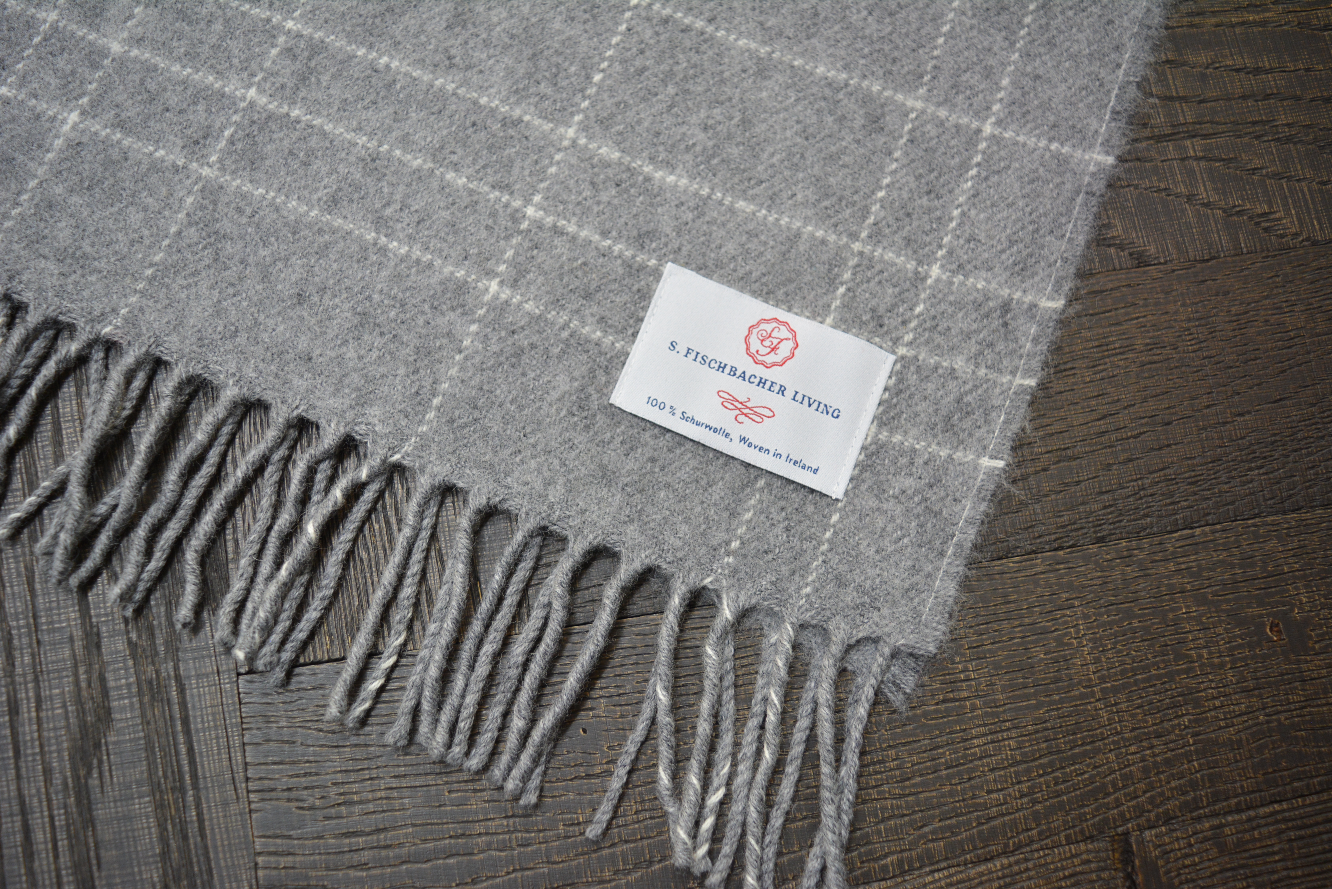 Plaid Schurwolle Cosy - Grey Grid