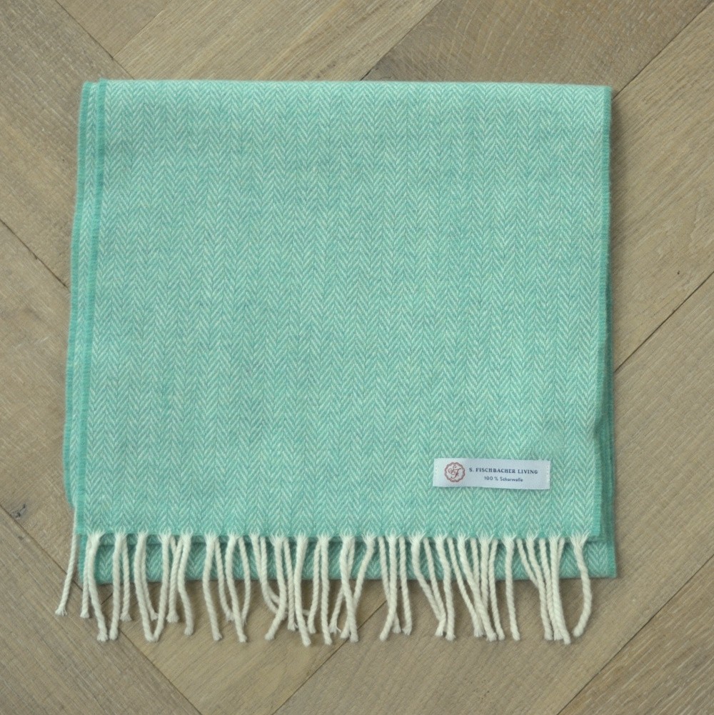 Weicher Wollschal aus Schurwolle, Peppermint, Fischgrätmuster Mintgrüner Wollschal, Lambswool, Schafwolle, Herringbone