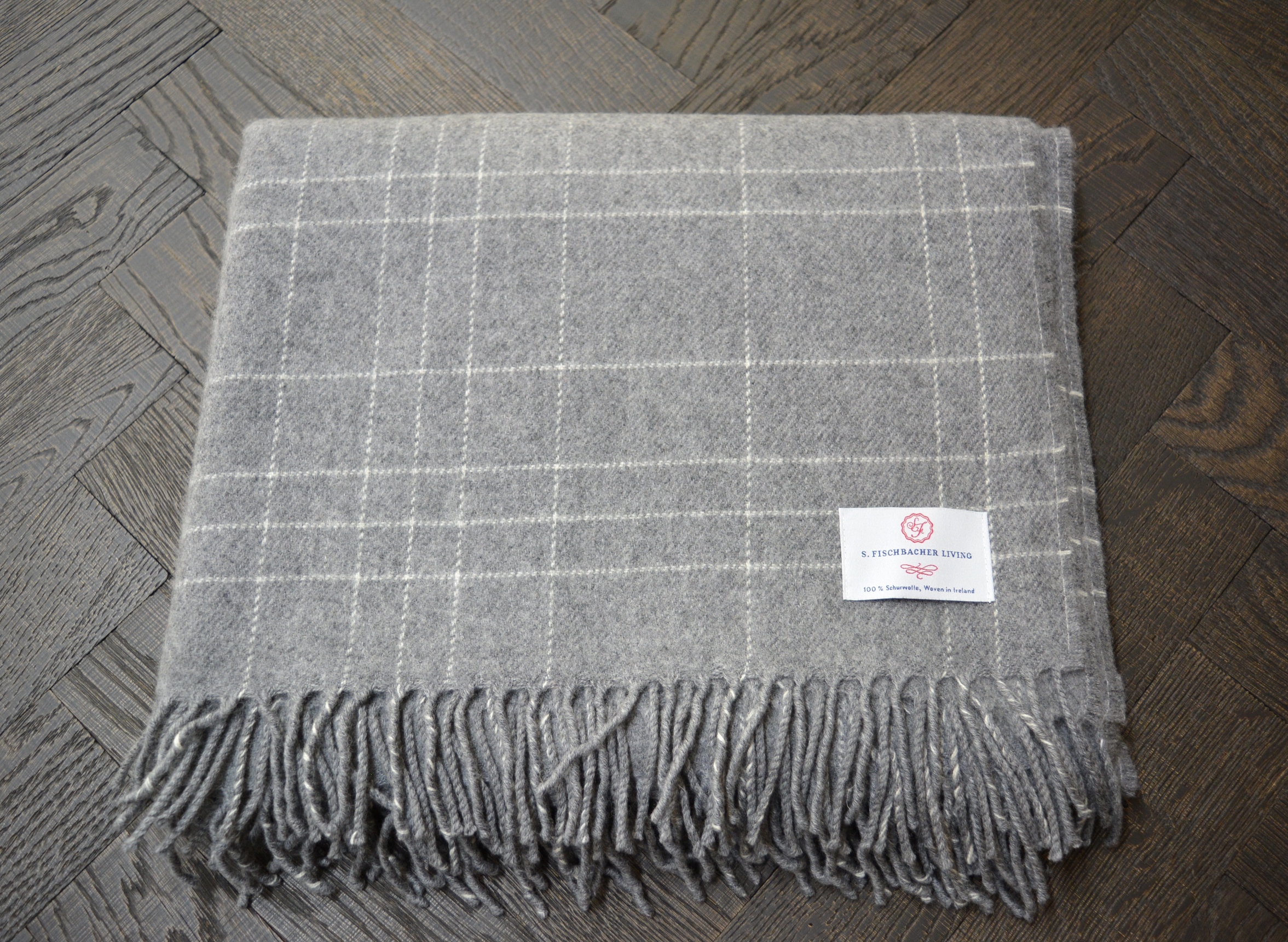 Plaid Schurwolle Cosy - Grey Grid