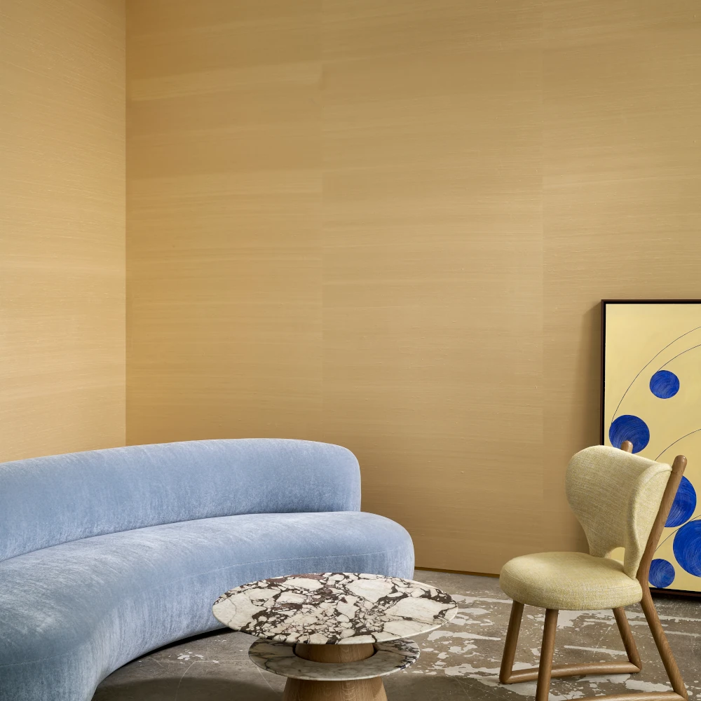 Papillon – Butter – 58543, Le Couturier Gelbe Tapete im Wohnzimmer