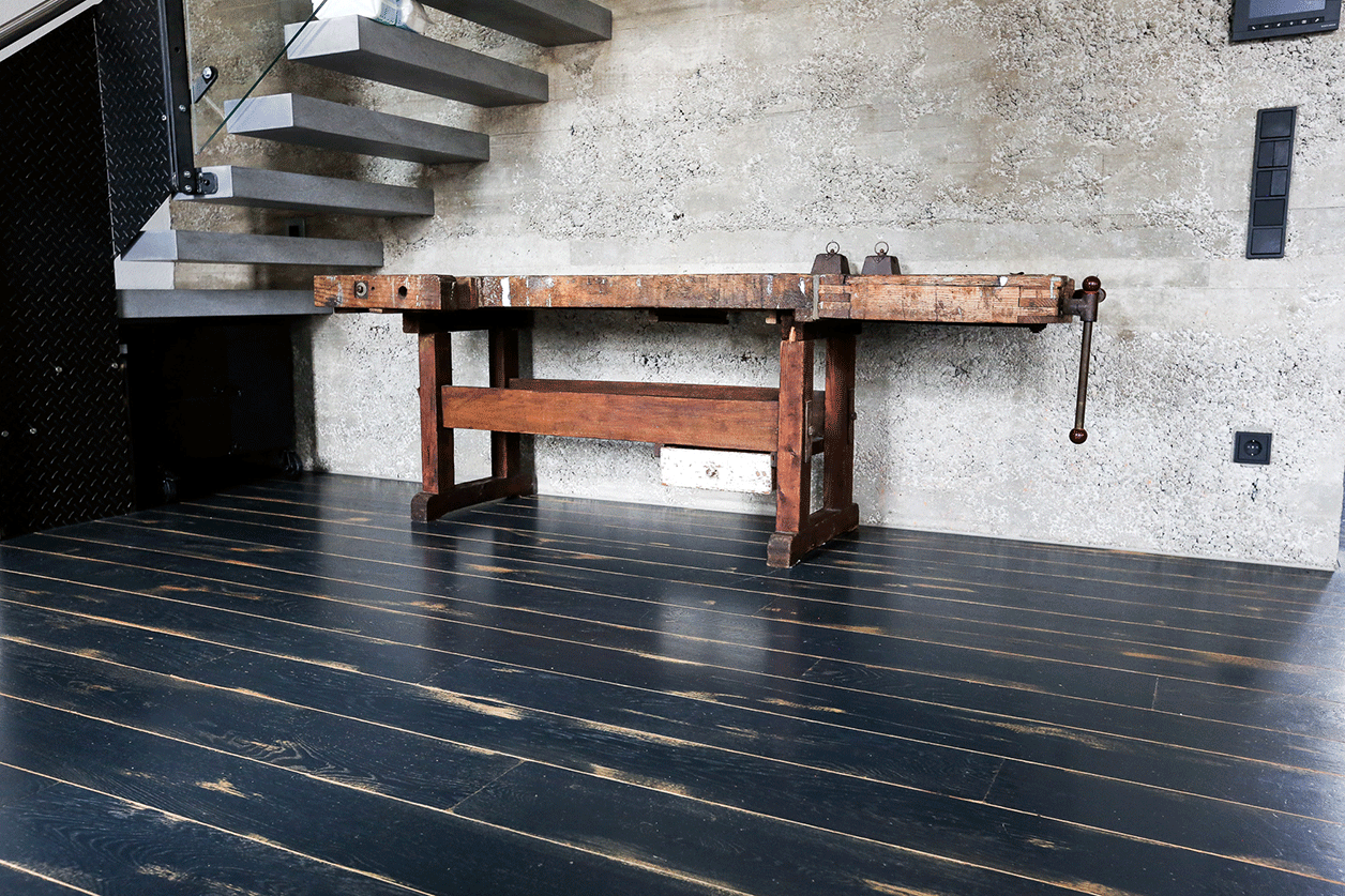 Vintage-Parkett Loft Anthrazit