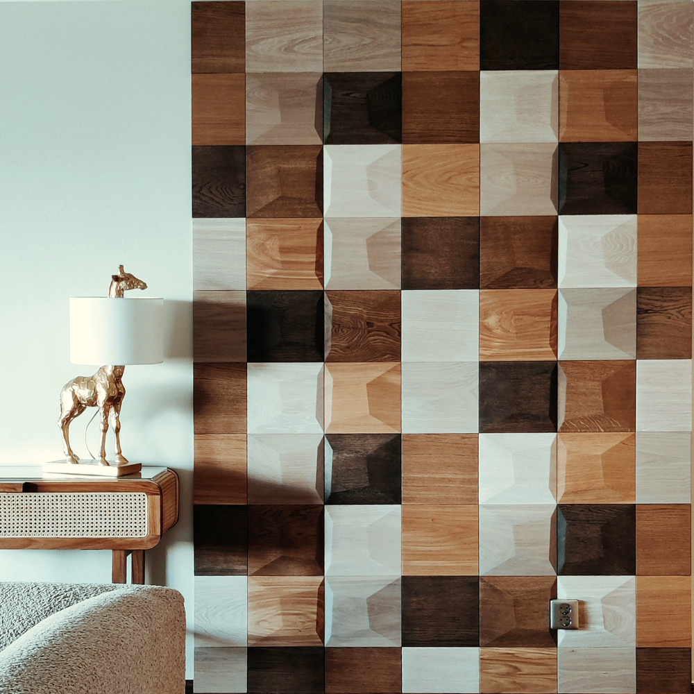 Wanddesign Exclusiv 3D Kissen (3D) und Quadrat (2D) alle Farbvarianten Wandverkleidung Holz Exclusiv 3D