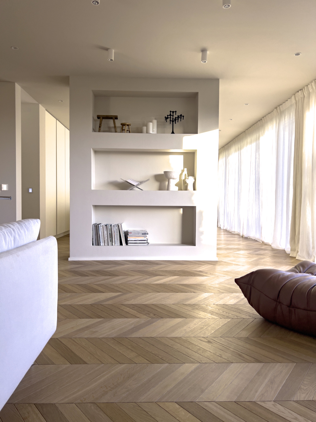 Französisches Fischgrät: Eiche Antik Smoky Horse - Greige Chevron Antikparkett Räuchereiche saskia_li