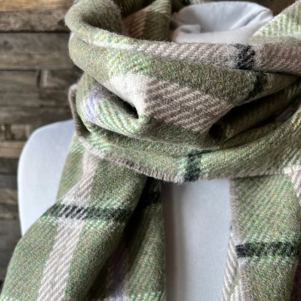 Foxford Schal Schurwolle - Green & Violet Check