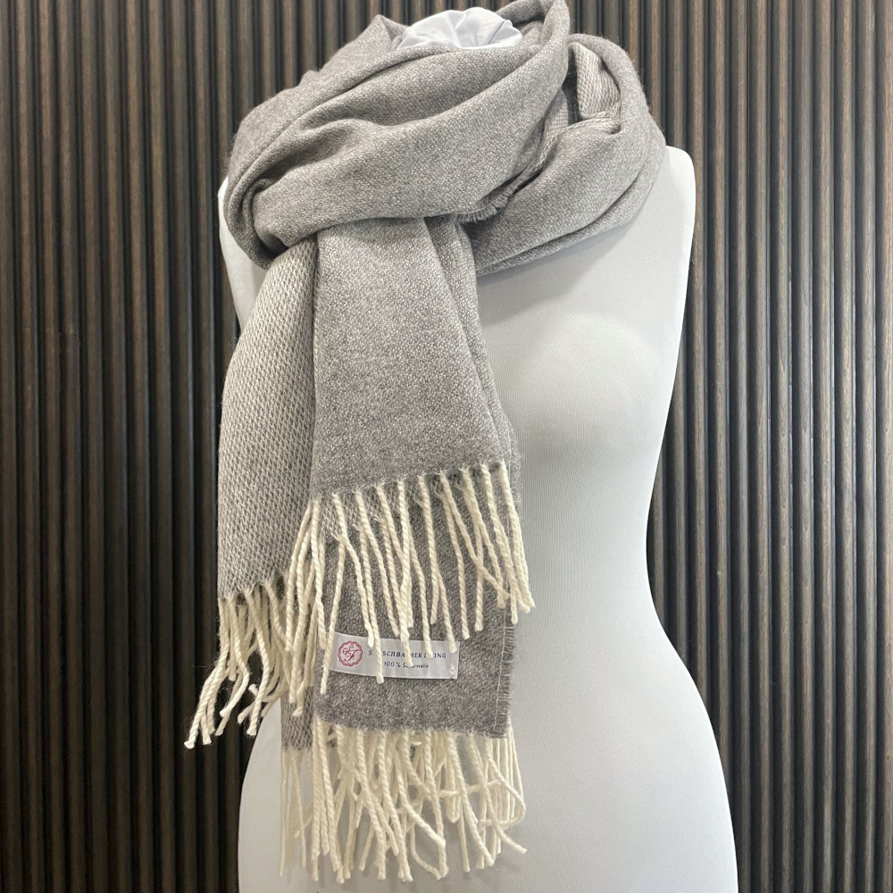 XXL Schal Grey Reversible Großer Schal, grau, Stola, Schultertuch, Dirndltuch, Merinowolle