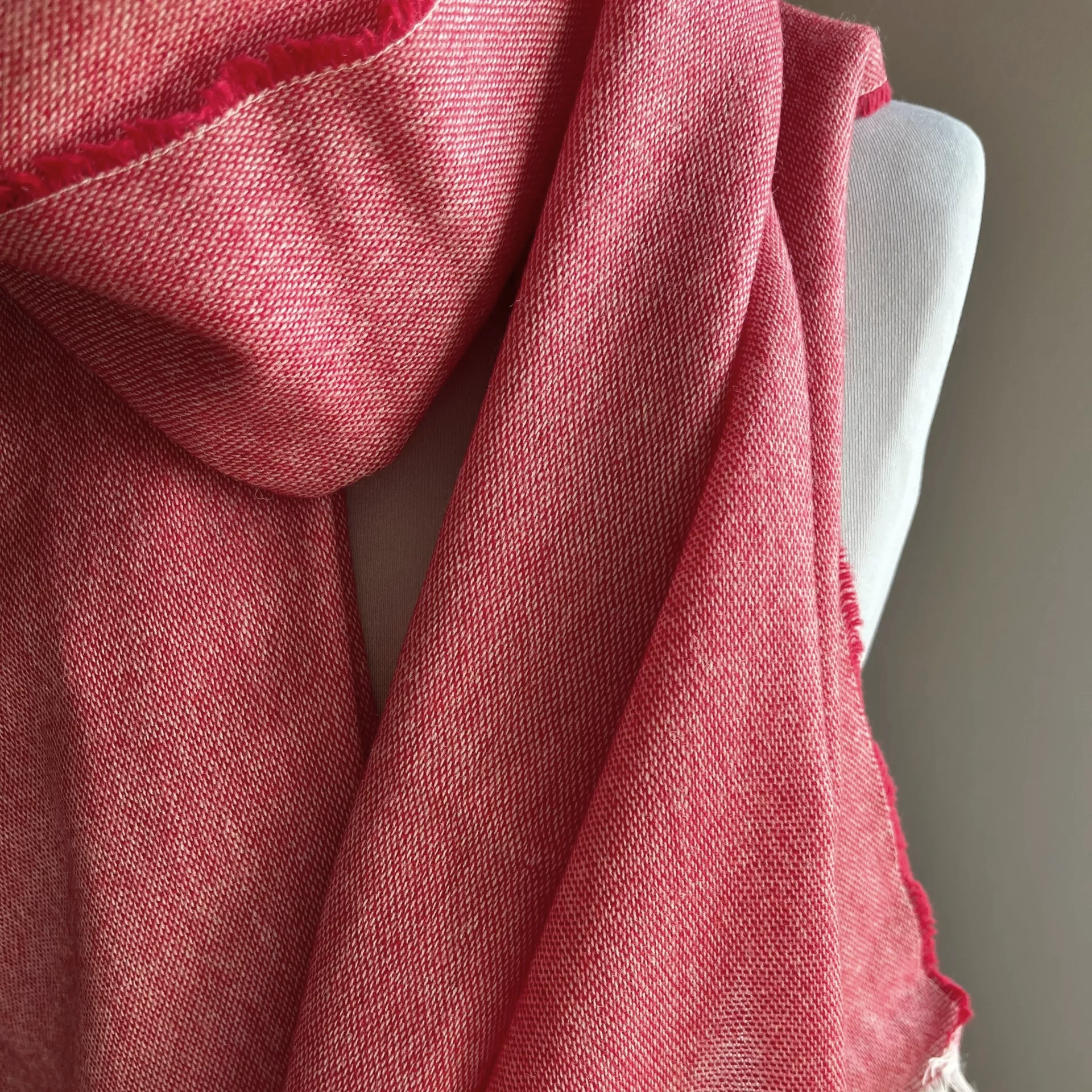 Leichter Schal Merino & Cashmere - Coral Sommerschal, roter Schal, Kaschmir, Merinowolle