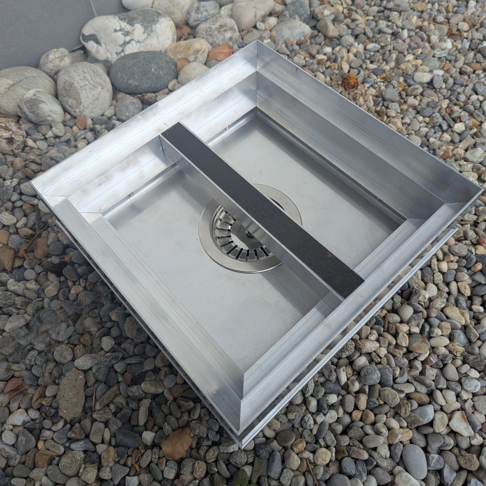 Schmutzfangbecken für bodenebene Sauberlaufmatte - Aluminiumwanne mit Abfluss für den Außenbereich