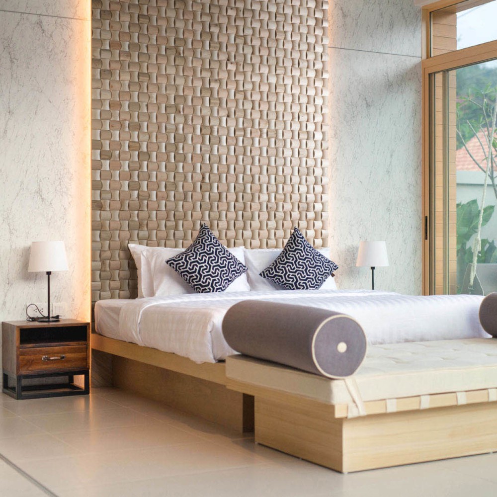 Wanddesign Exklusiv 3D Ruta Wandverkleidung Eiche Schlafzimmer