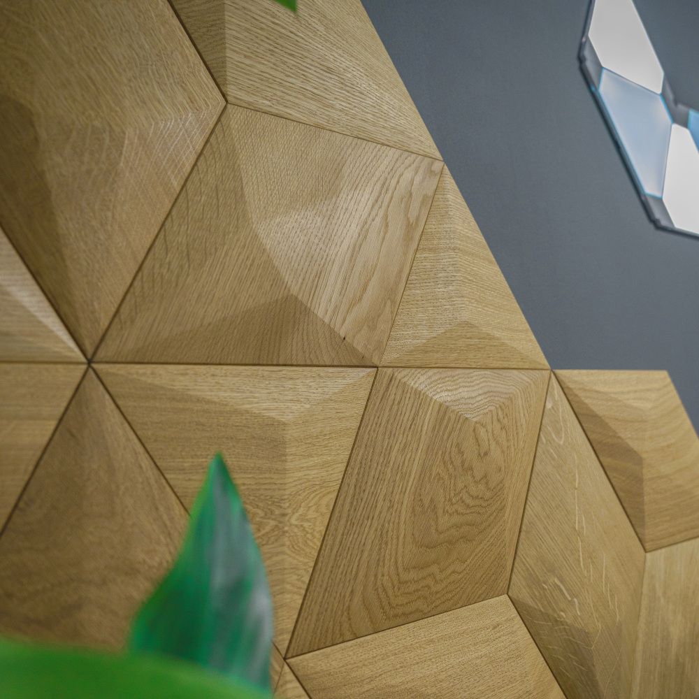 Wanddesign Exklusiv 3D Pyramide mit Diamant, Eiche geölt Natur Wandverkleidung Holz Exclusiv 3D