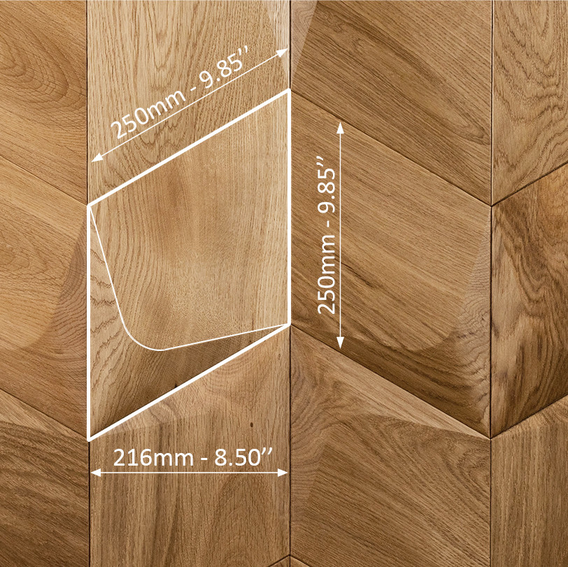 Wanddesign 3D Rhombus Plus 3D, Maße Wandverkleidung Echtholz