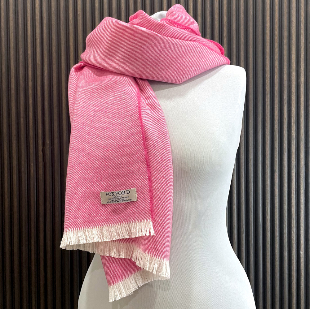 Großer Schal, pink, Stola, Schultertuch, Dirndltuch, Merinowolle