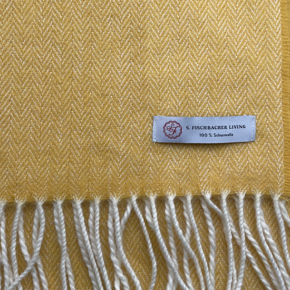 Gelber Wollschal, Lambswool, Schafwolle, Herringbone