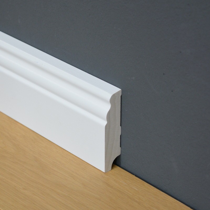 Sockelleiste Hamburger Profil, Hartholz weiß lackiert, 80 x 20 mm Hamburger Leiste, Profilleiste