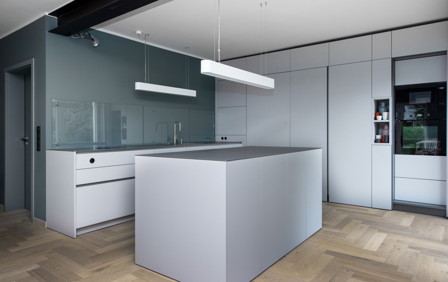 Fischgrät Cristal Grey Sägerau Eiche angeräuchert grau-braun