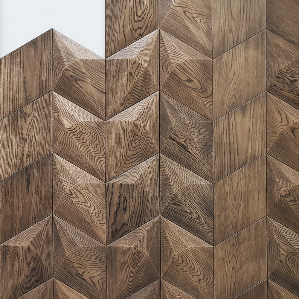 Wanddesign 3D Diamant, Eiche schwarzbraun, geölt Wandverkleidung Exklusiv Echtholz