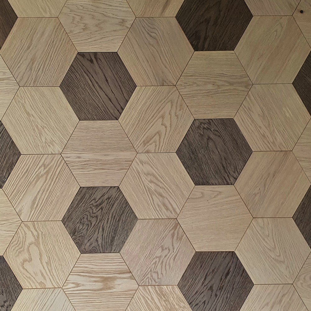 Parkett mit hexagonalen Elementen Hexagon Designparkett