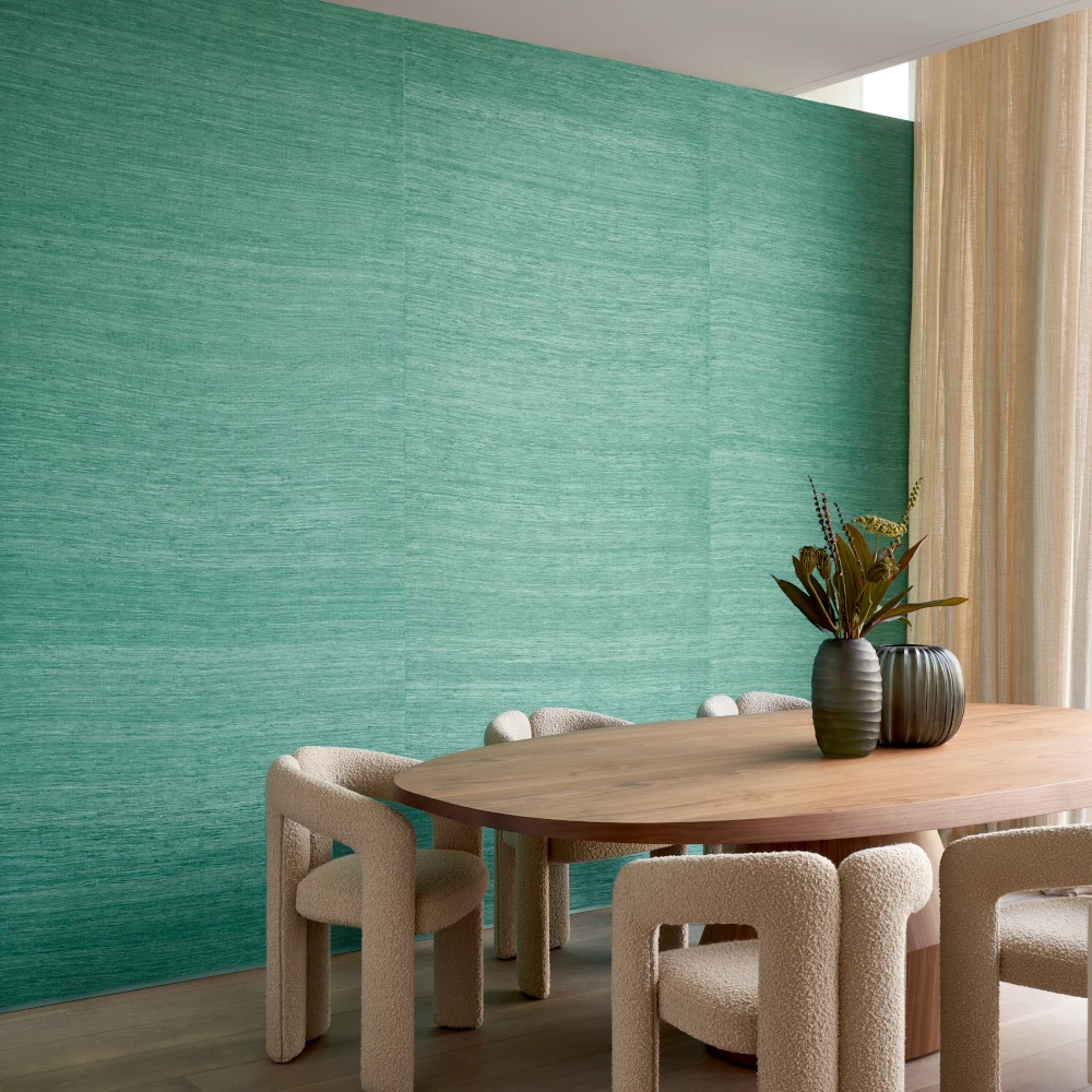Pure Silk – Aqua – 86535 Wohnzimmer mit Seidentapete
