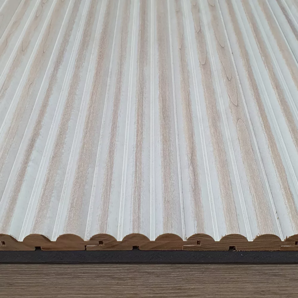 Wandverkleidung Holz Weiß Wellenmuster