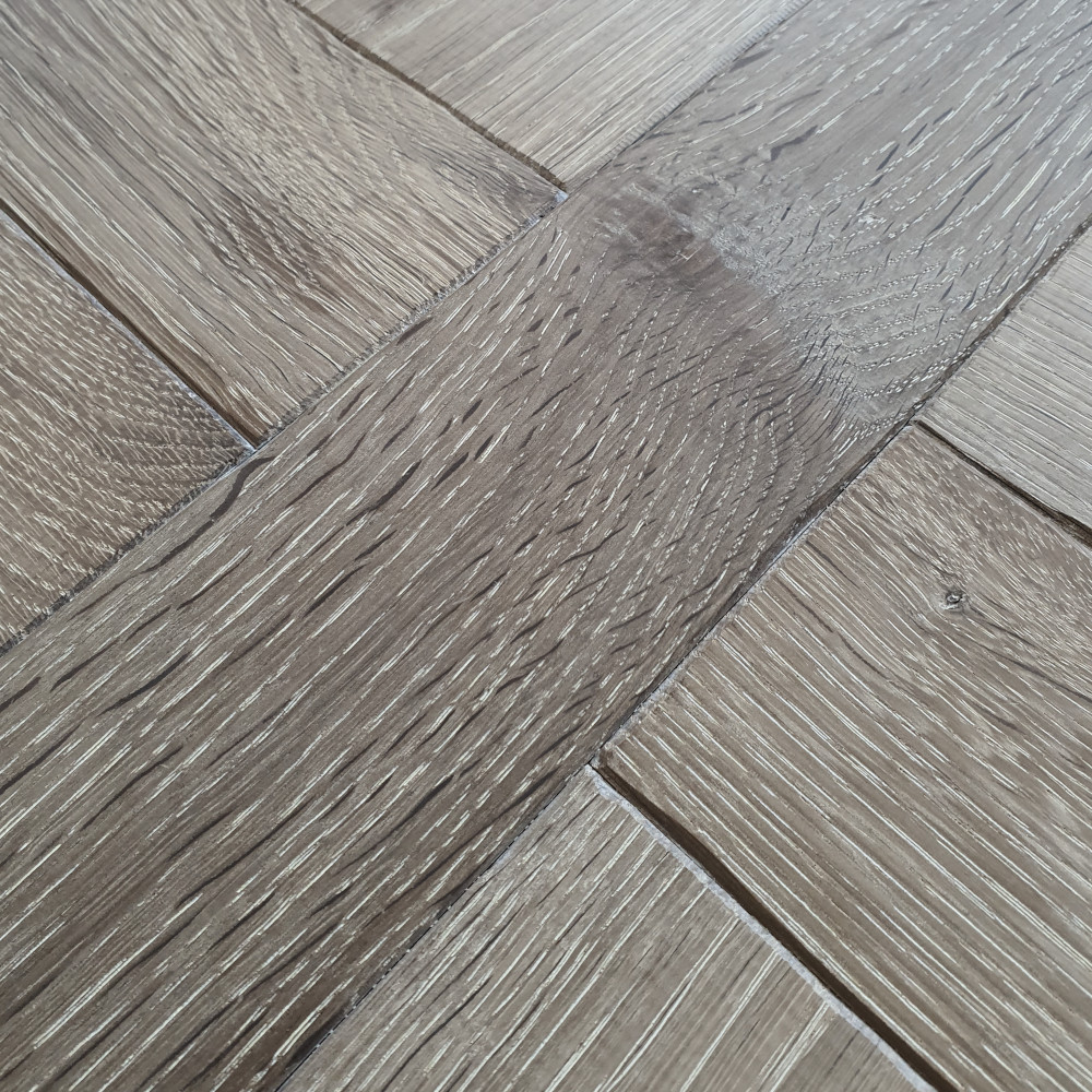 Tafelparkett Versailles - Eiche Antik Smoky Horse - SilkGrey Antikparkett Tafelparkett