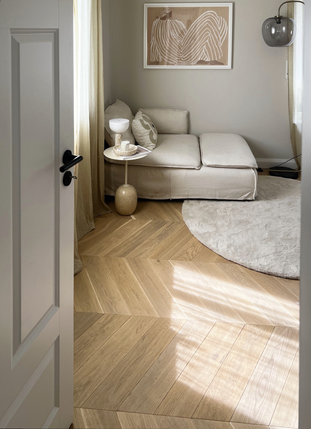 Franz. Fischgrät Eiche Creamy Pony  Chevron Eichenparkett