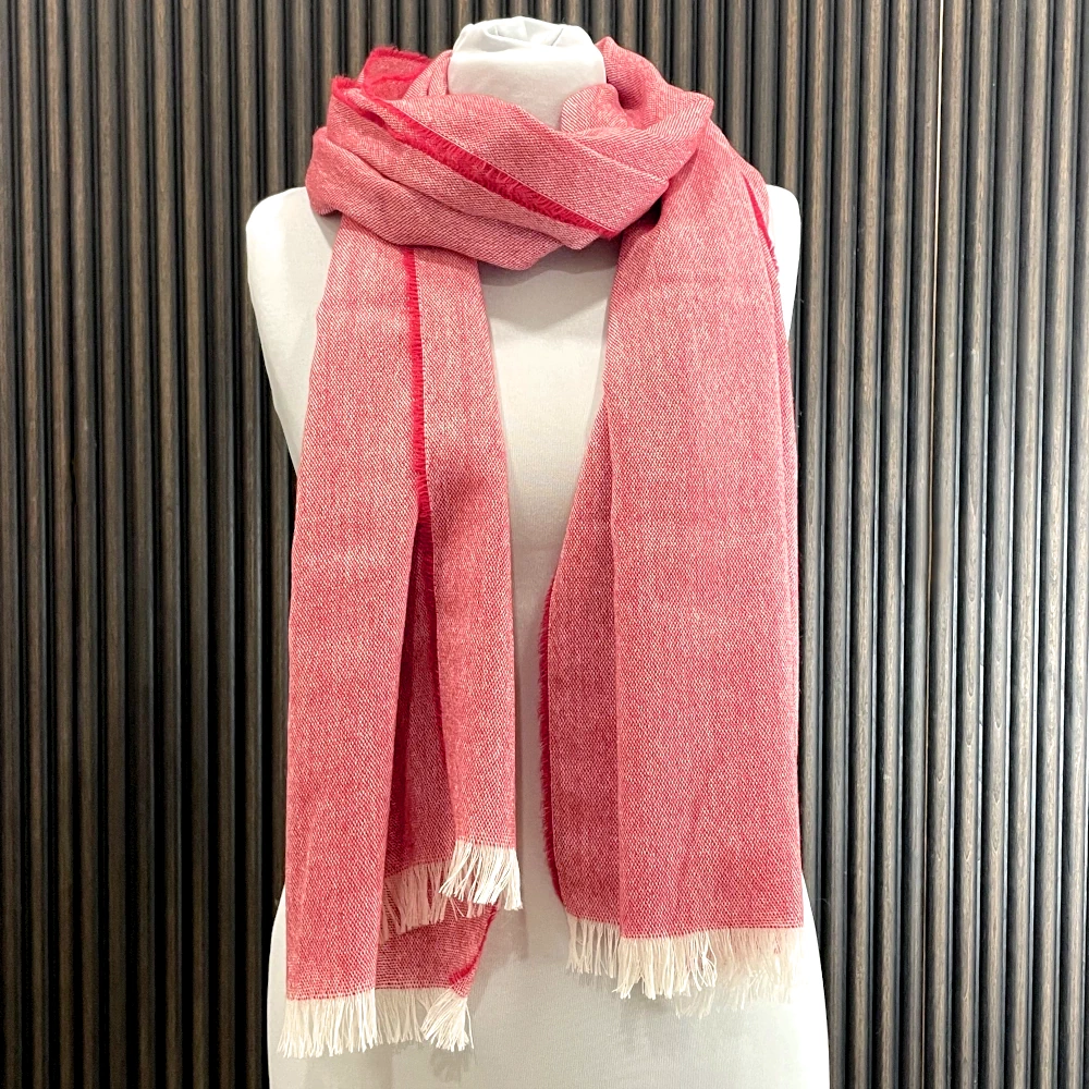Leichter Schal Merino & Cashmere - Coral Sommerschal, roter Schal, Kaschmir, Merinowolle