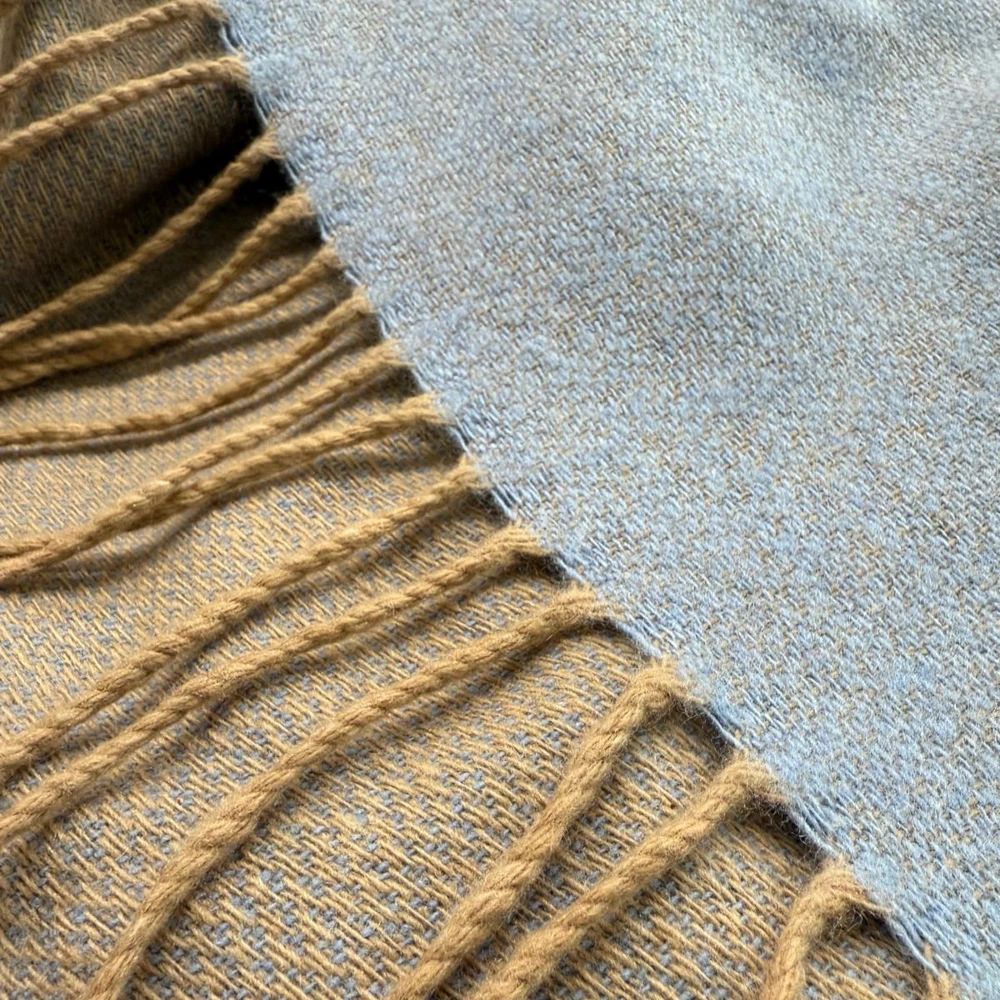 Plaid 100 % Cashmere - Beige & Soft Blue