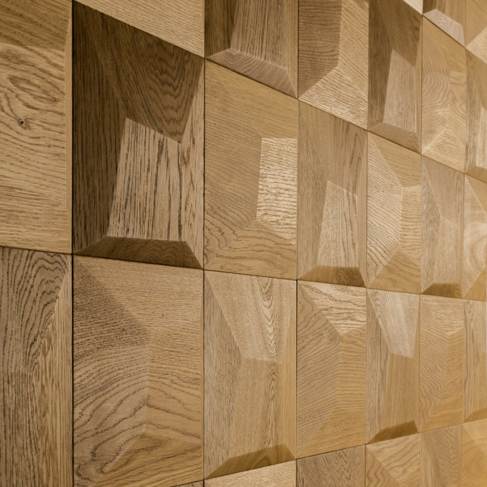 Wanddesign 3D Kissen Eiche natur, geölt Wandverkleidung Echtholz