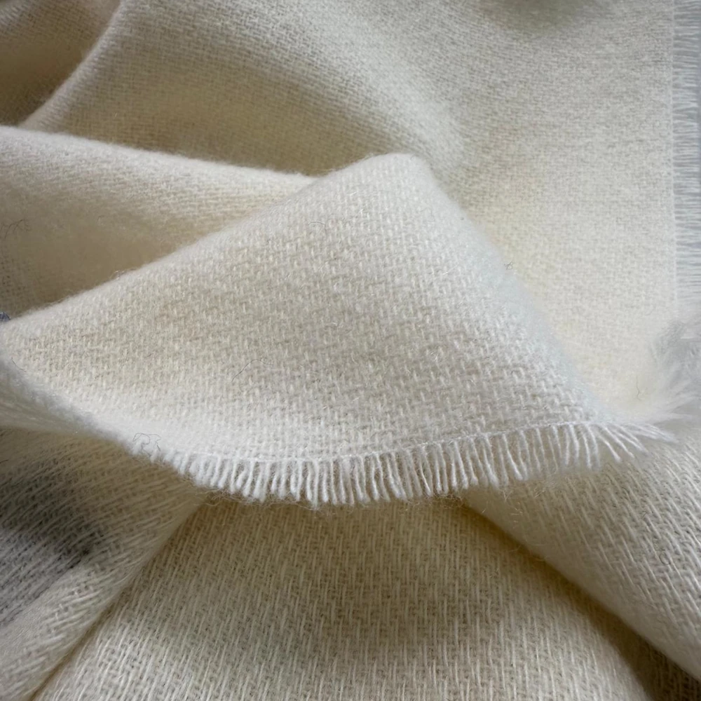 Plaid 100 % Cashmere - Offwhite Weiche Kaschmir-Wolldecke, weiß