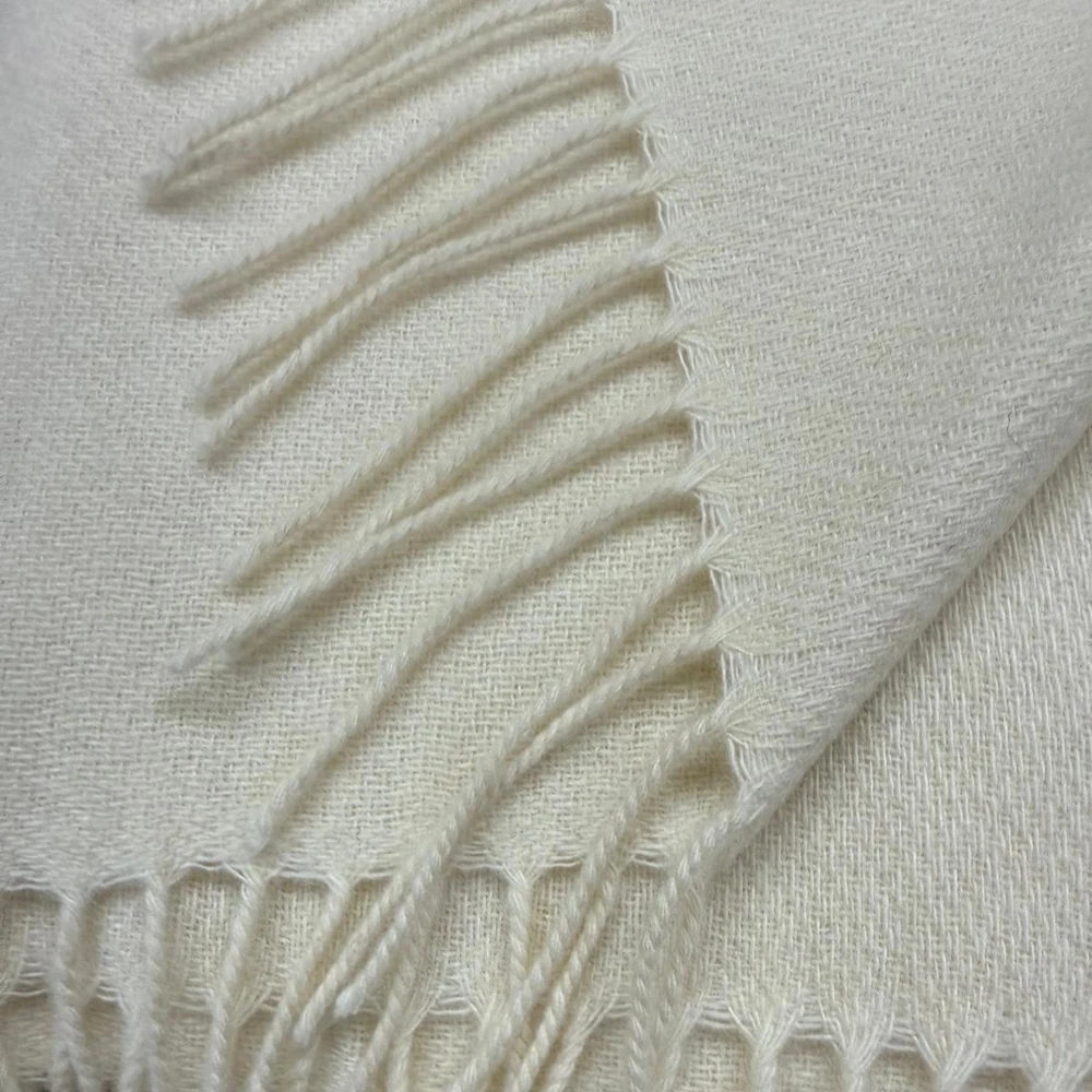 Plaid 100 % Cashmere - Offwhite Weiche Kaschmir-Wolldecke, weiß