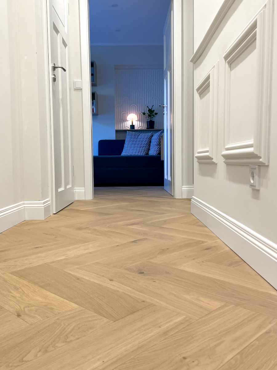 Fischgrät Eiche Clear White Helles Fischgrätparkett, Herringbone