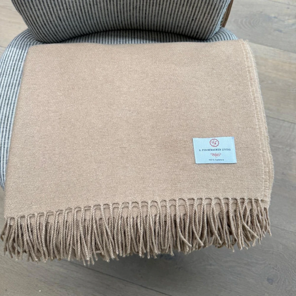 Plaid 100% Cashmere Camel Wolldecke